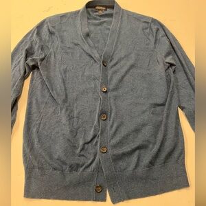 Banana Republic Men's Heather Blue Cardigan - Luxury Blend